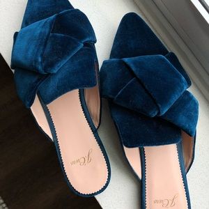 J.Crew Velvet Flat Mule Slides